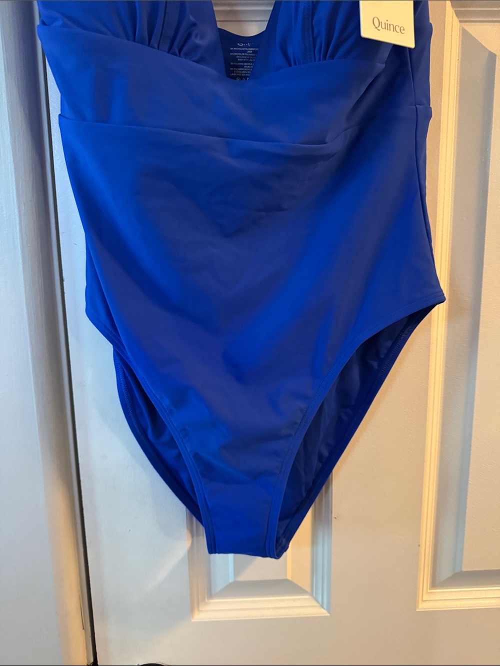 Quince V-Neck One-Piece Swimsuit in Royal Blue - Picture 4 of 6